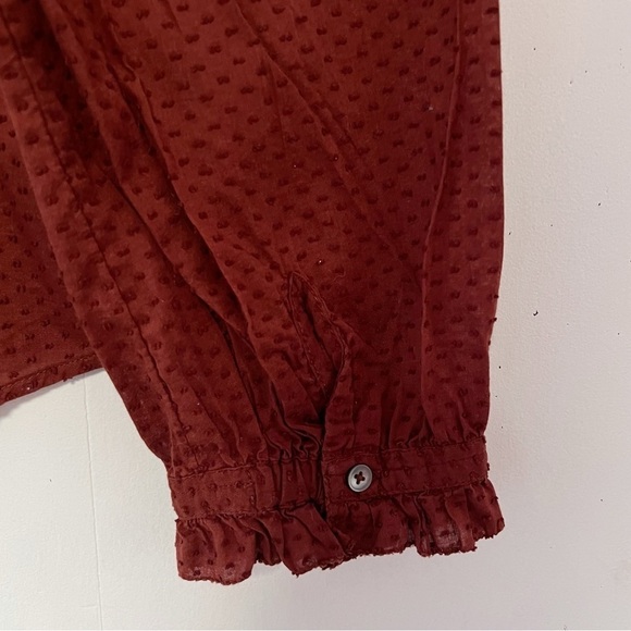 J. Crew Ruffle-trim V-neck Popover in Clip Dot Style AJ033 Size Large - Picture 7 of 11